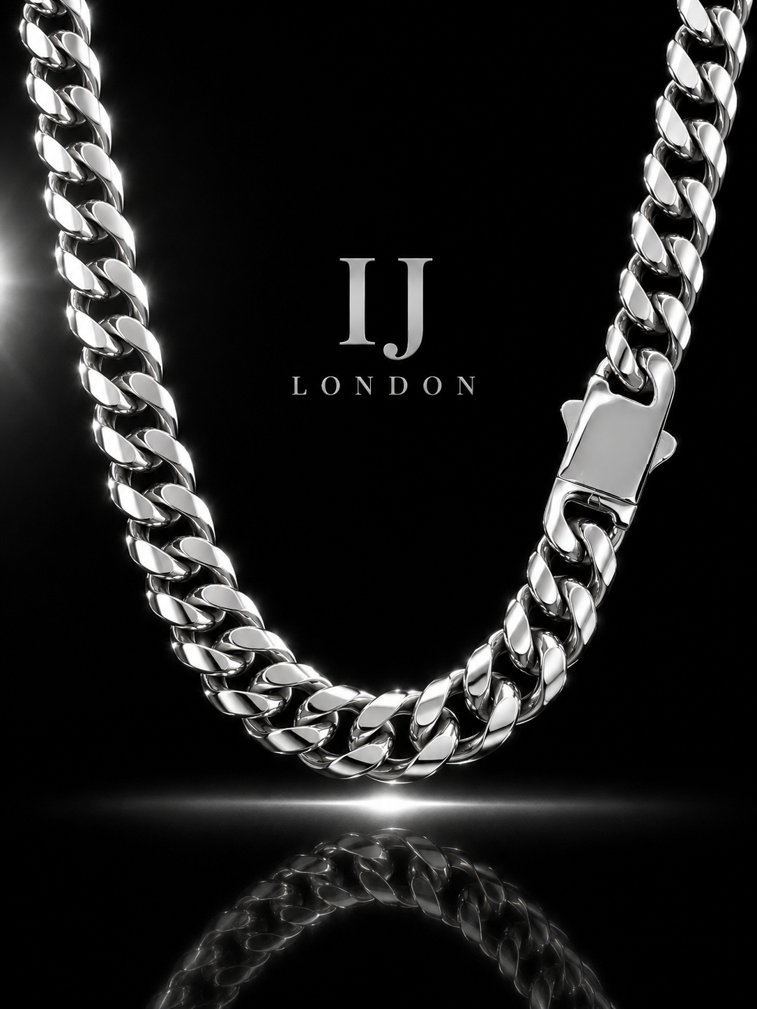 IJ London 14mm Premium Stainless Steel Cuban Chain Necklace