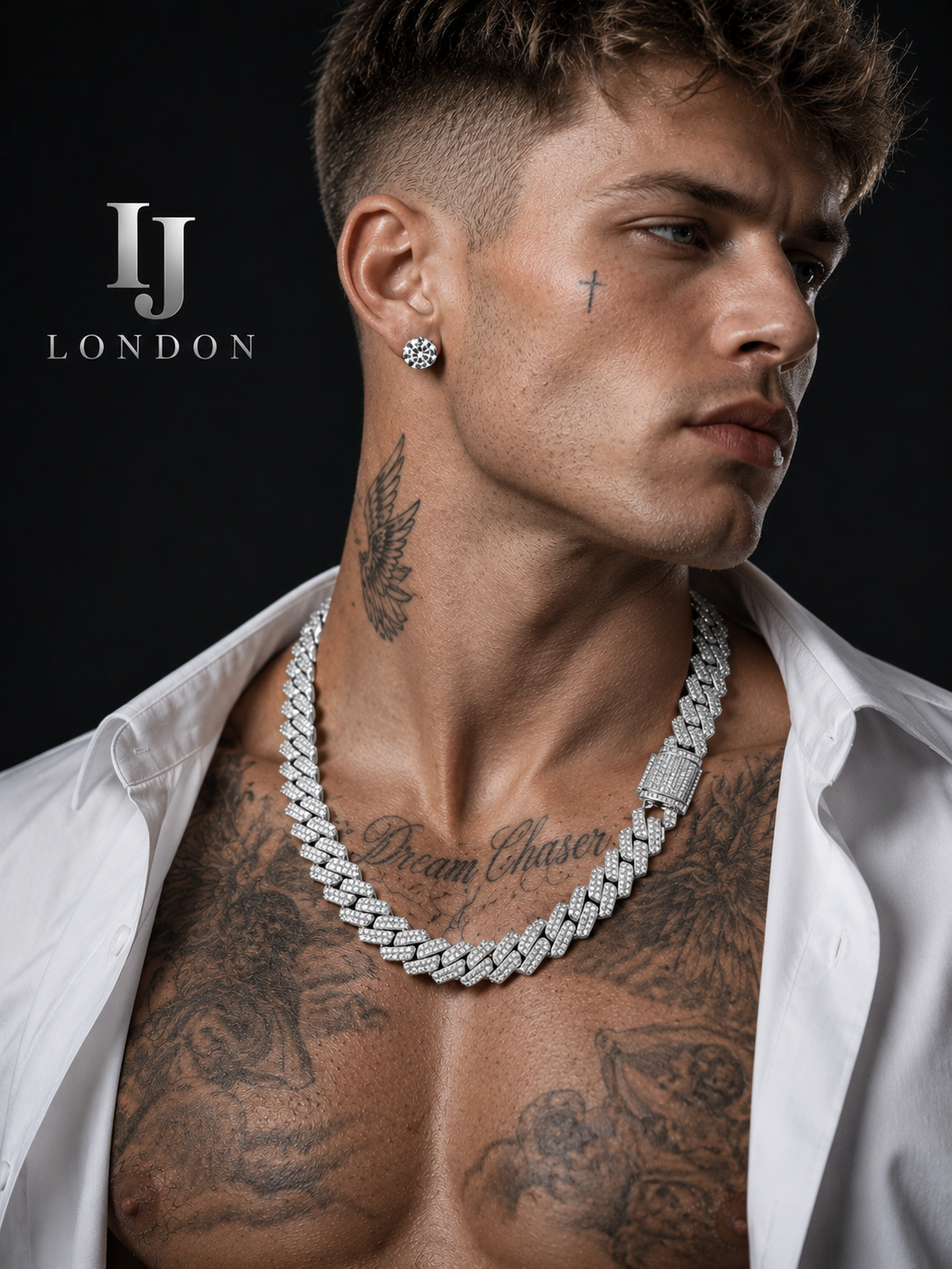 IJ London 14mm Cuban Link CZ Chain – 5A+ Two Row Prong Set
