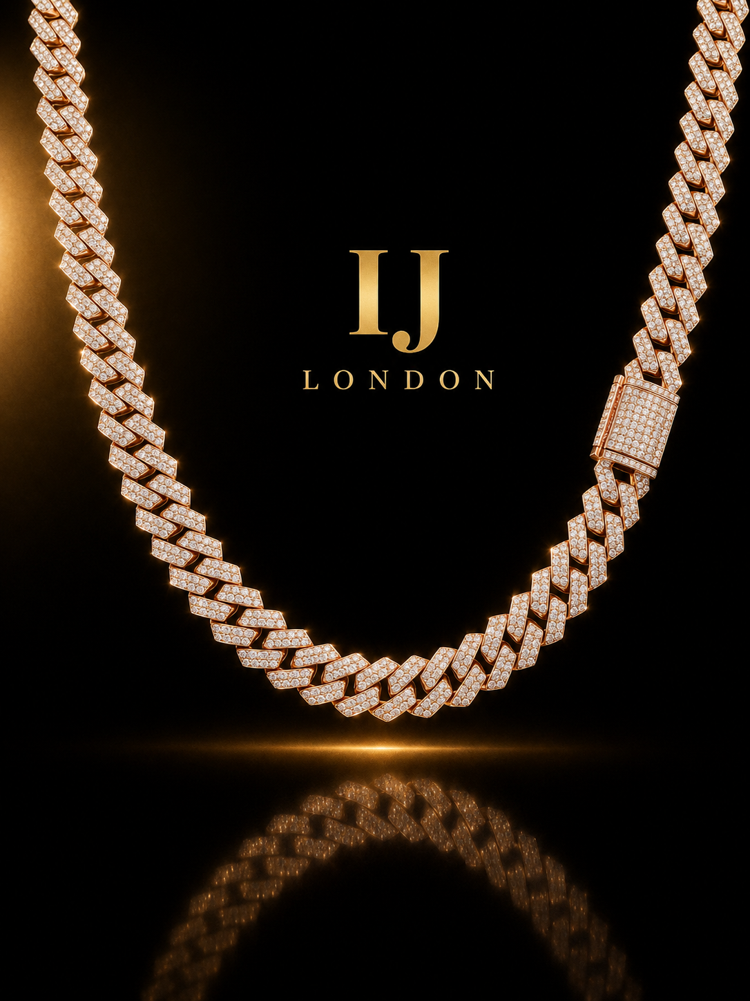 14mm Rose Gold Prong Set Chain Necklace