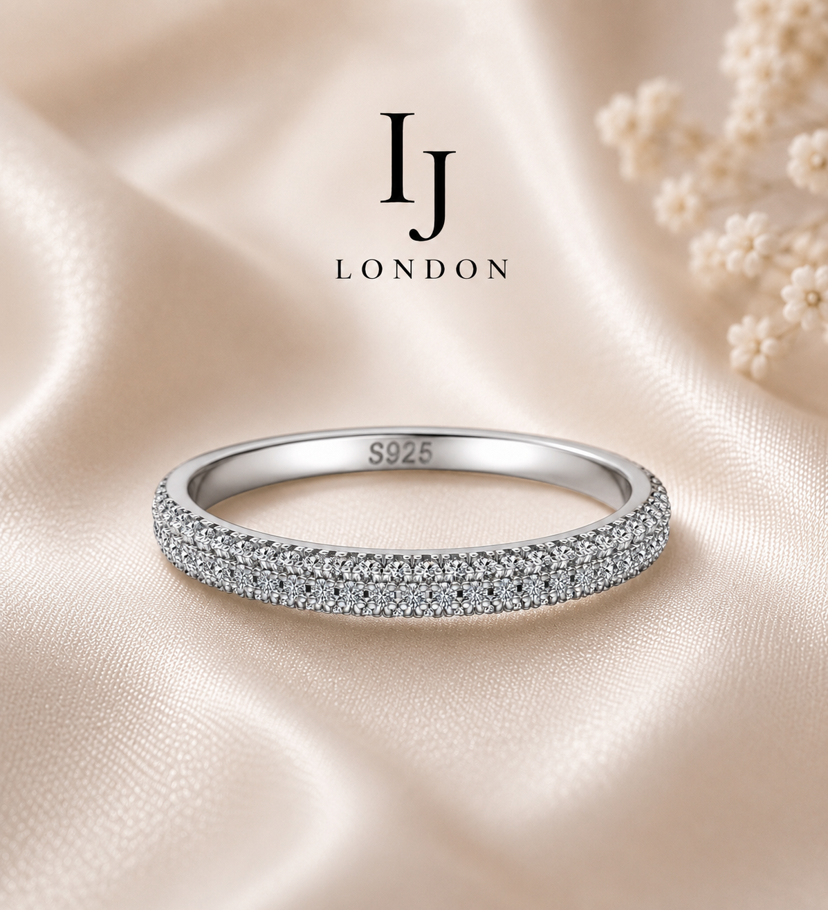 2.7mm Moissanite Eternity Ring – 925 Sterling Silver | D Color VVS1