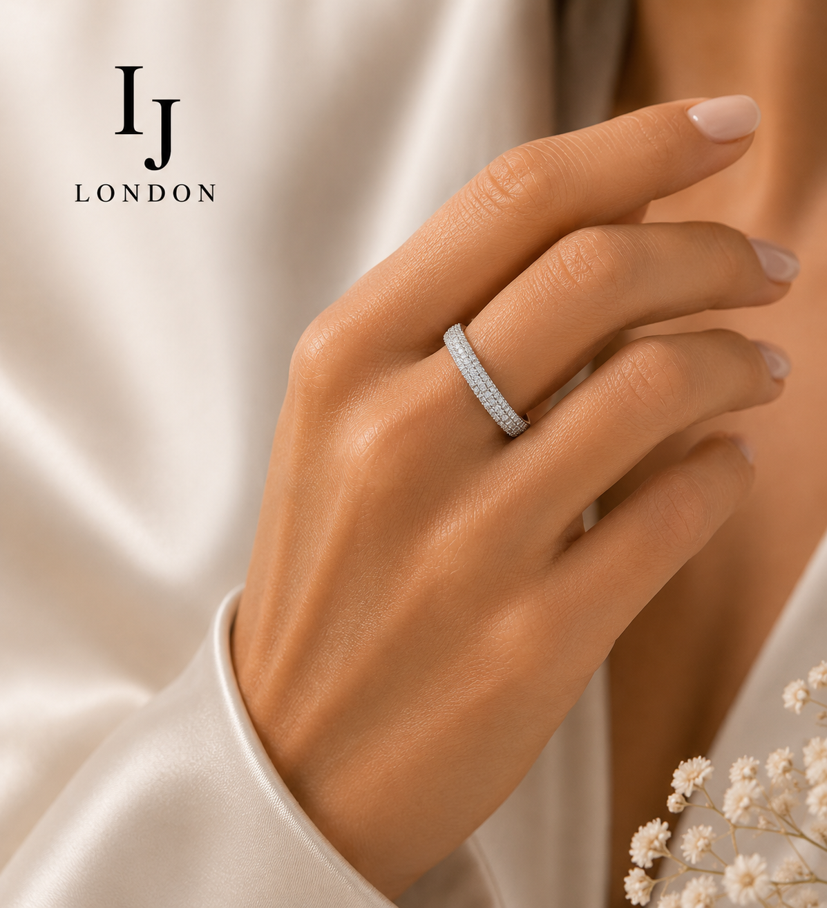 2.7mm Moissanite Eternity Ring – 925 Sterling Silver | D Color VVS1