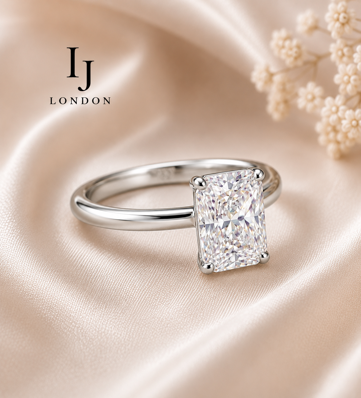 Radiant Cut Solitaire Ring – 3ct CZ 925 Sterling Silver | Rhodium Plated