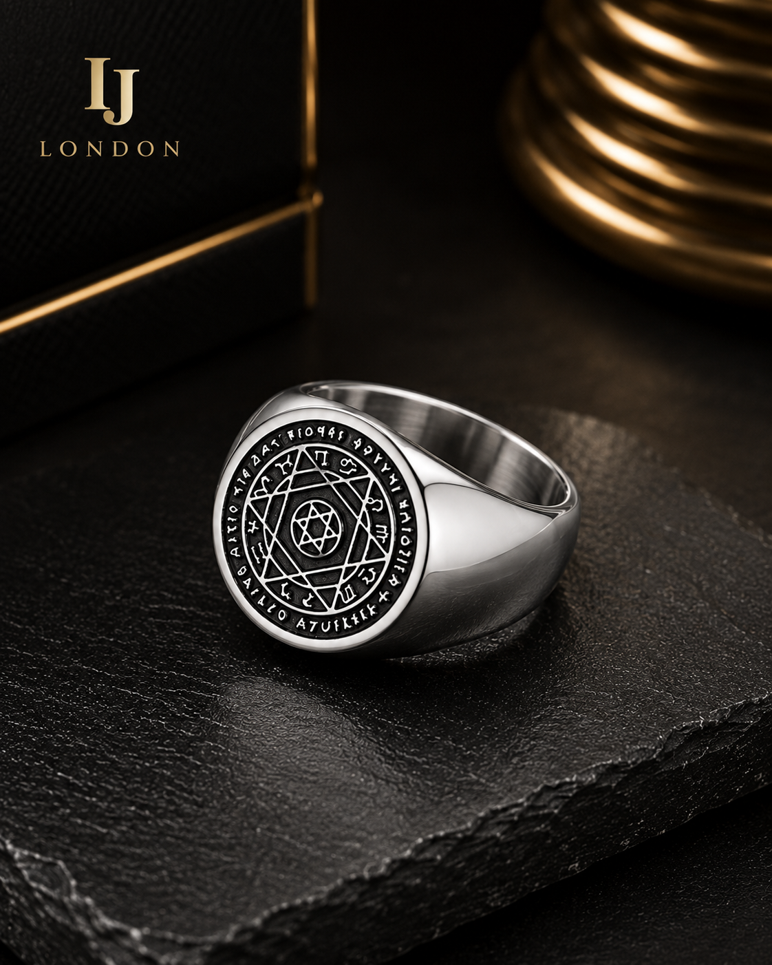 Men’s Silver Mystic Signet Ring – Premium Stainless Steel Ring