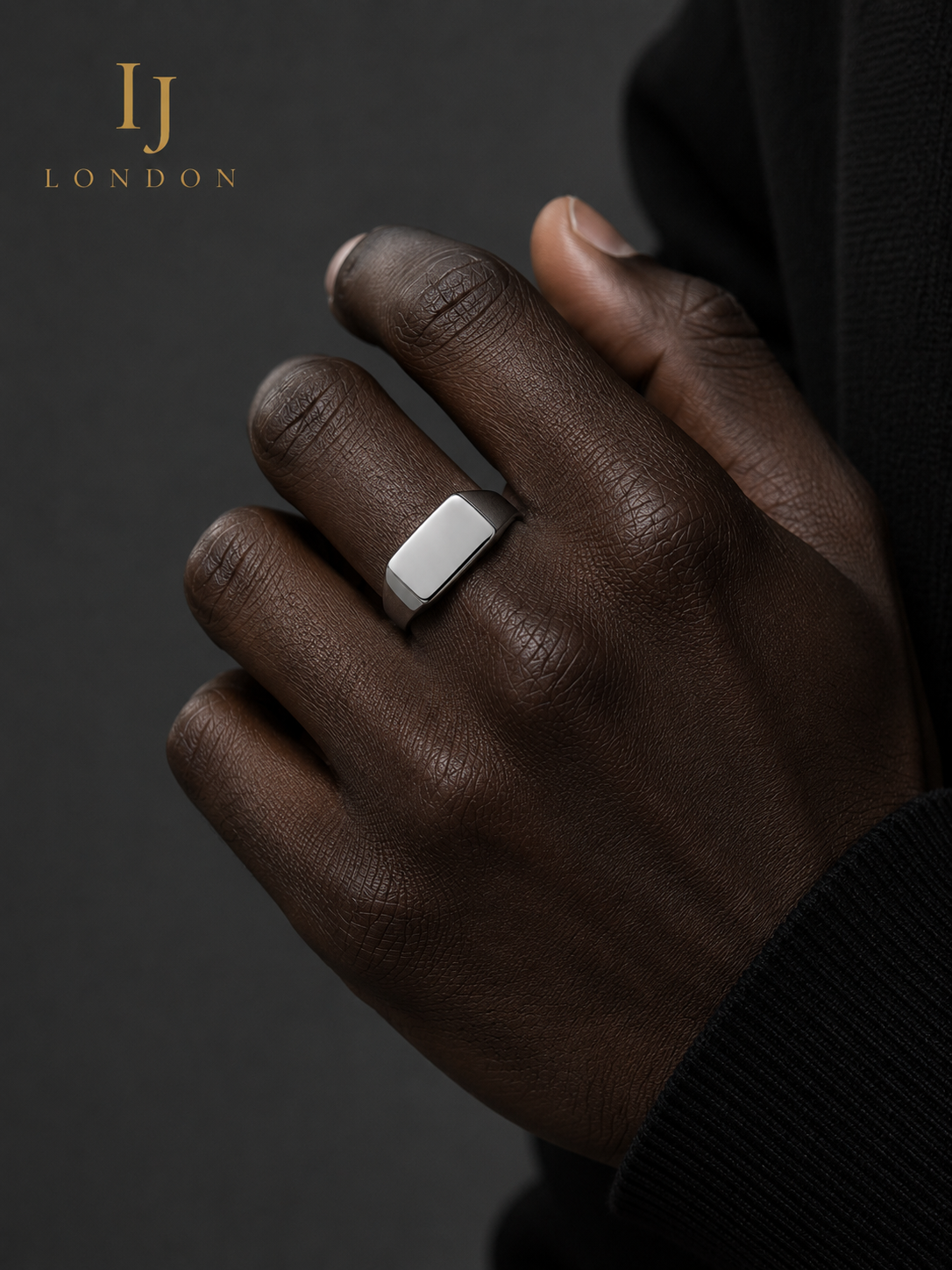 J London Stainless Steel Signet Ring – Modern Men’s Silver Ring