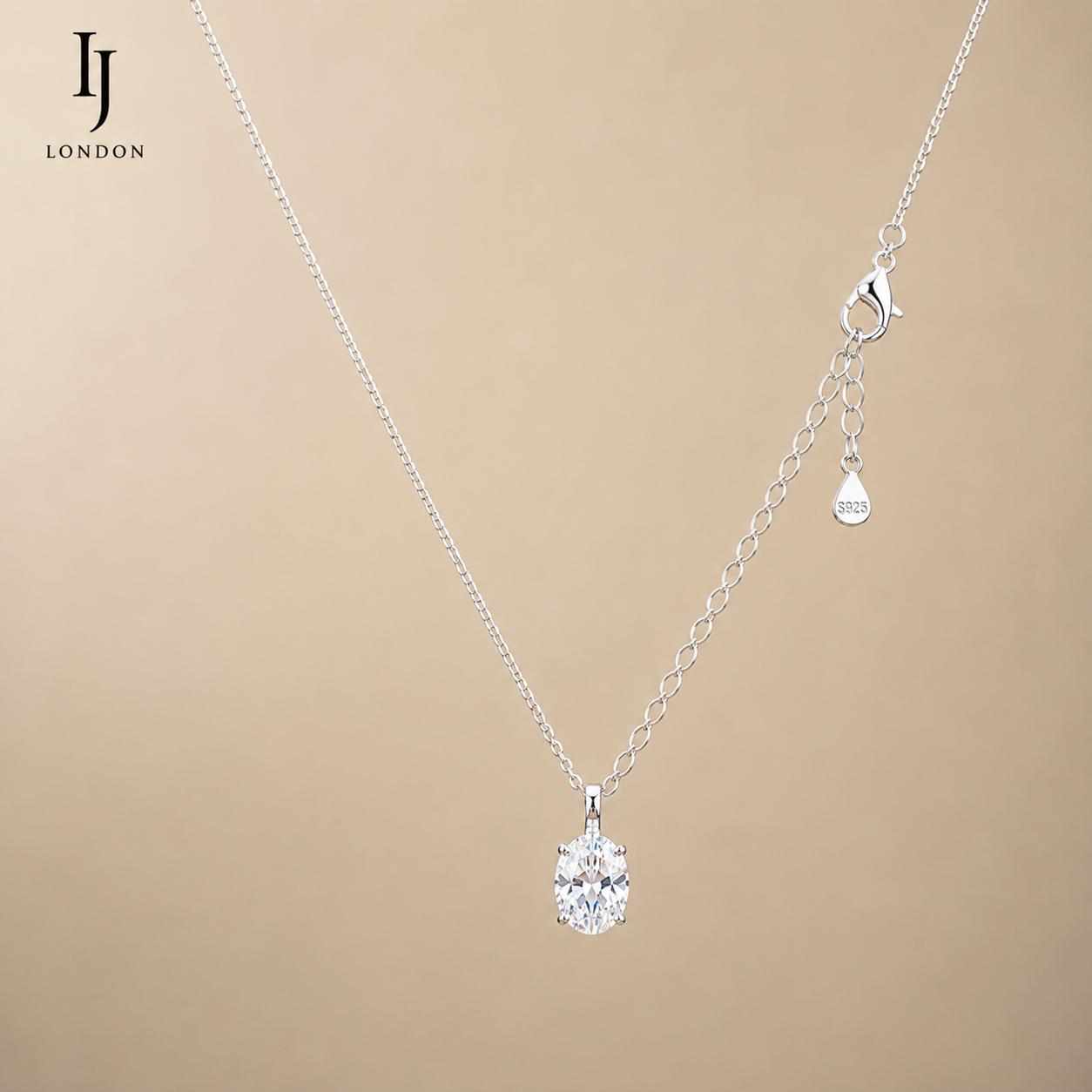 925 Sterling Silver Necklace with 5A Cubic Zirconia | Rhodium Plated Pendant