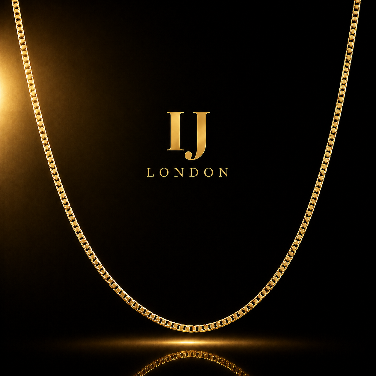IJ London Gold Stainless Steel Box Chain Necklace