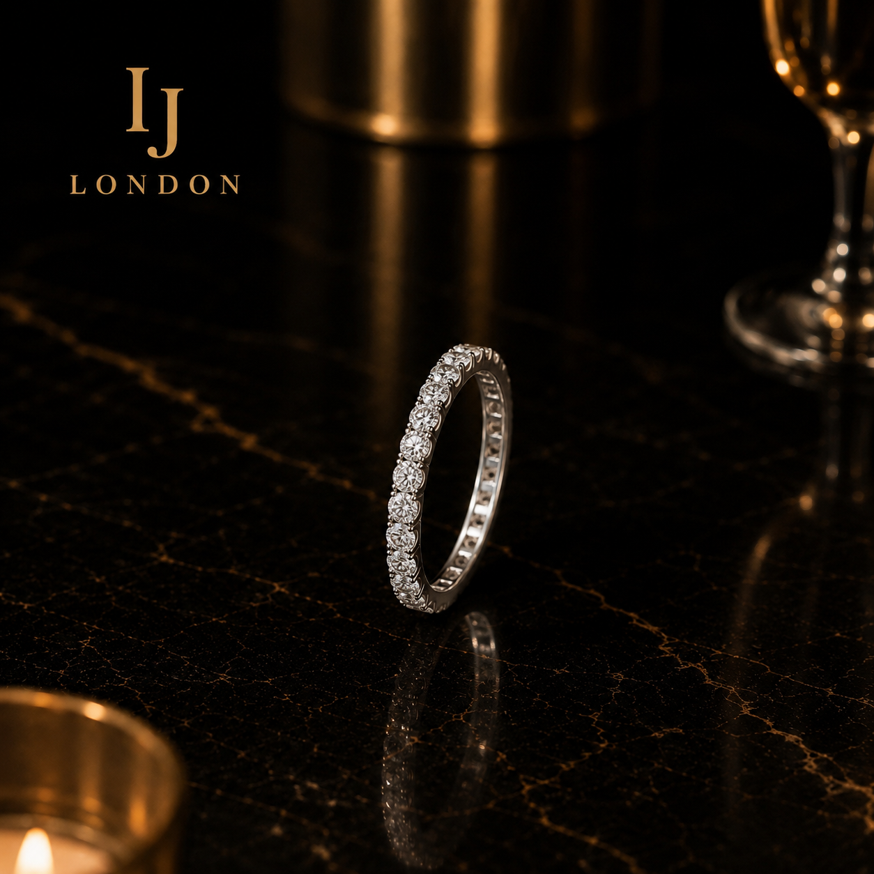 925 Sterling Silver Eternity Band Ring – Rhodium Plated CZ Wedding & Stacking Ring