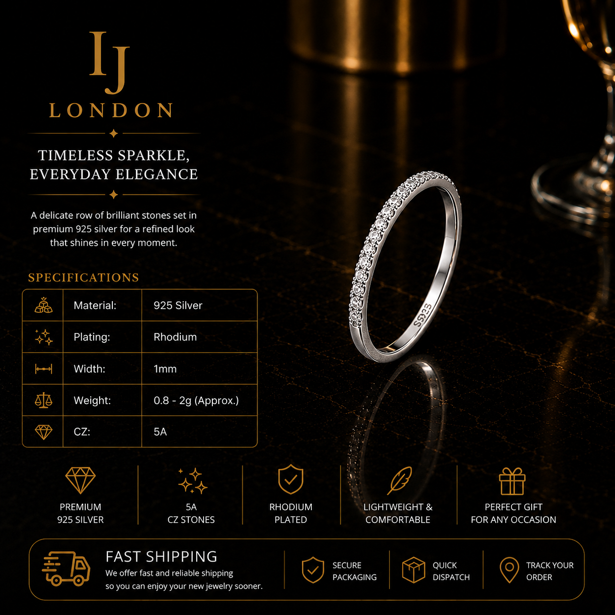 Timeless Sparkle Eternity Ring – 925 Sterling Silver CZ Band