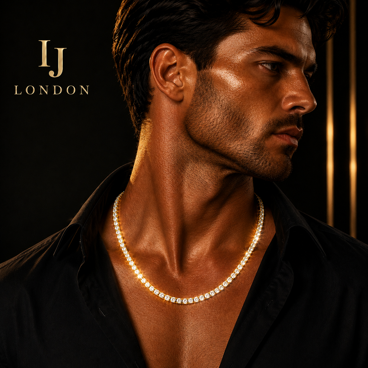 IJ London 4mm Gold Tennis Chain – Prong Set