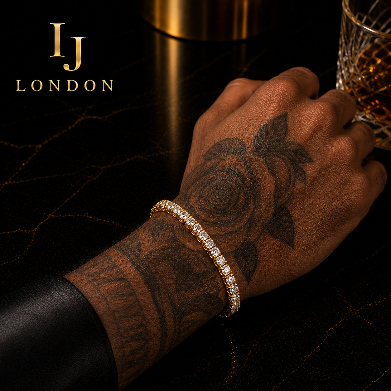IJ London 4mm Gold Tennis Bracelet
