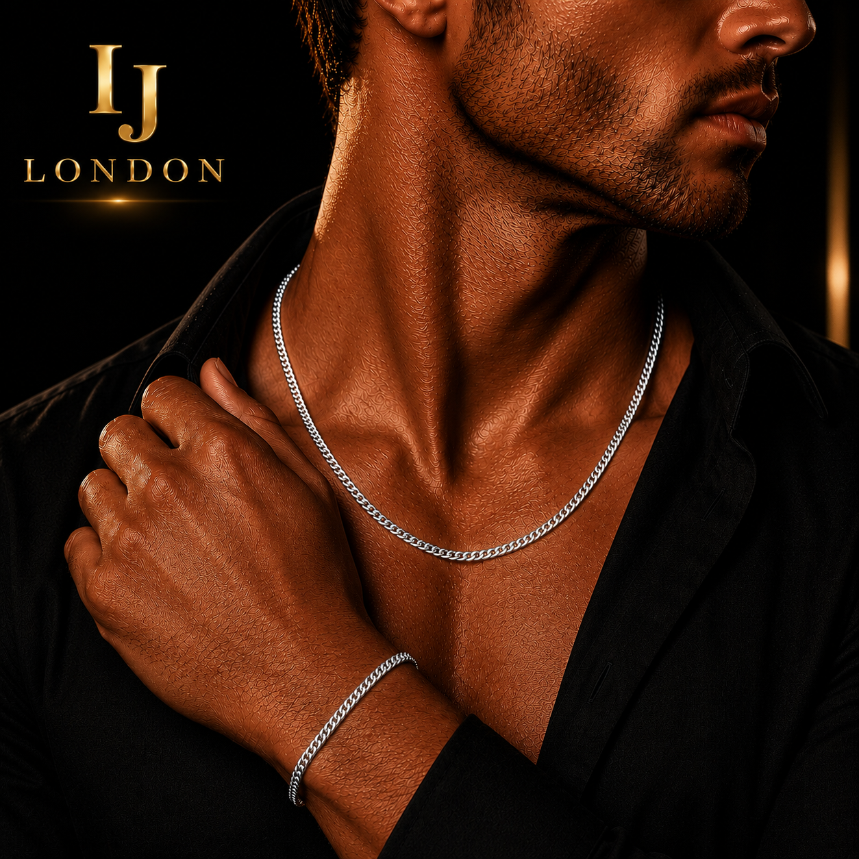 3mm Silver Cuban Link Chain & Bracelet Set