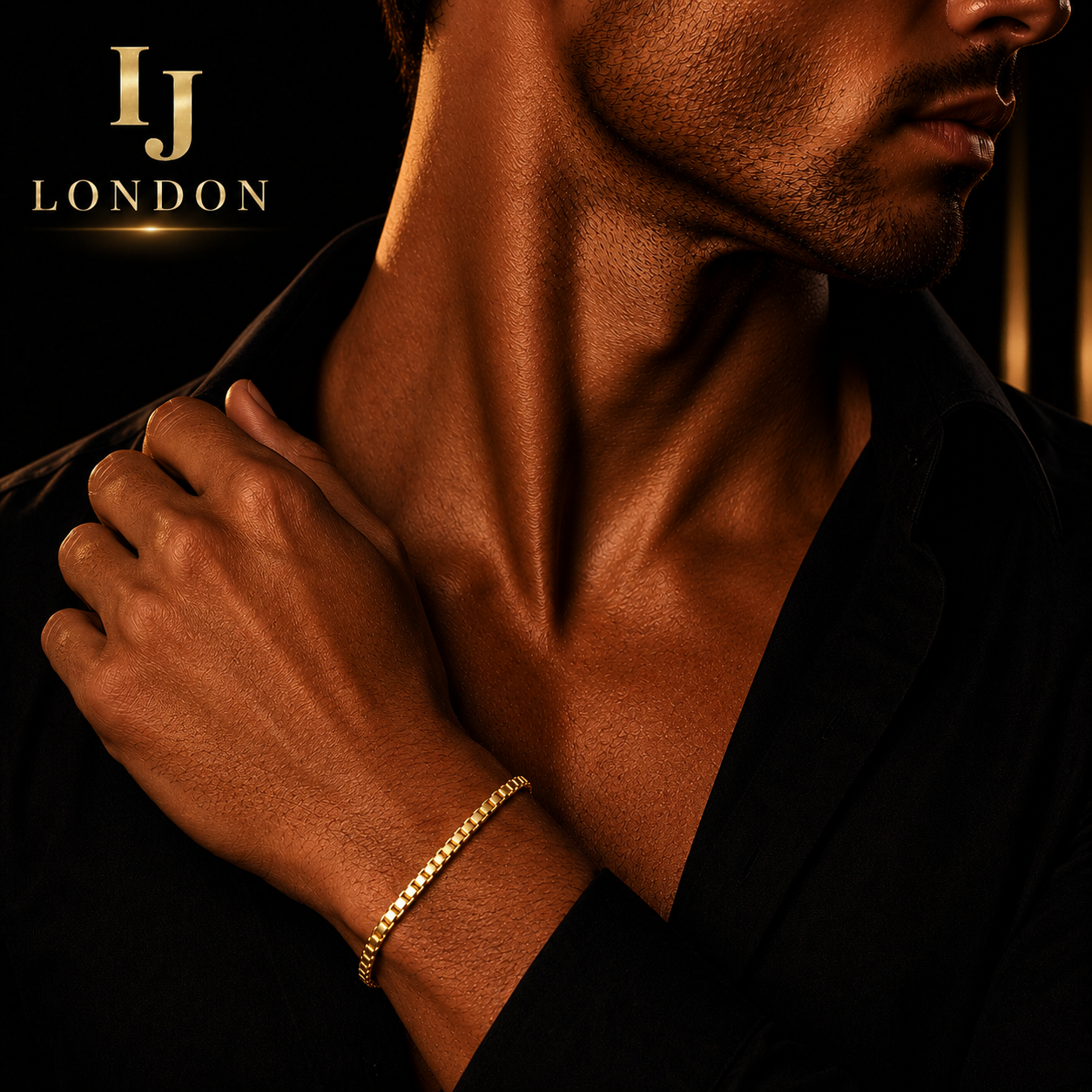 Gold Stainless Steel Box Chain & Bracelet Set