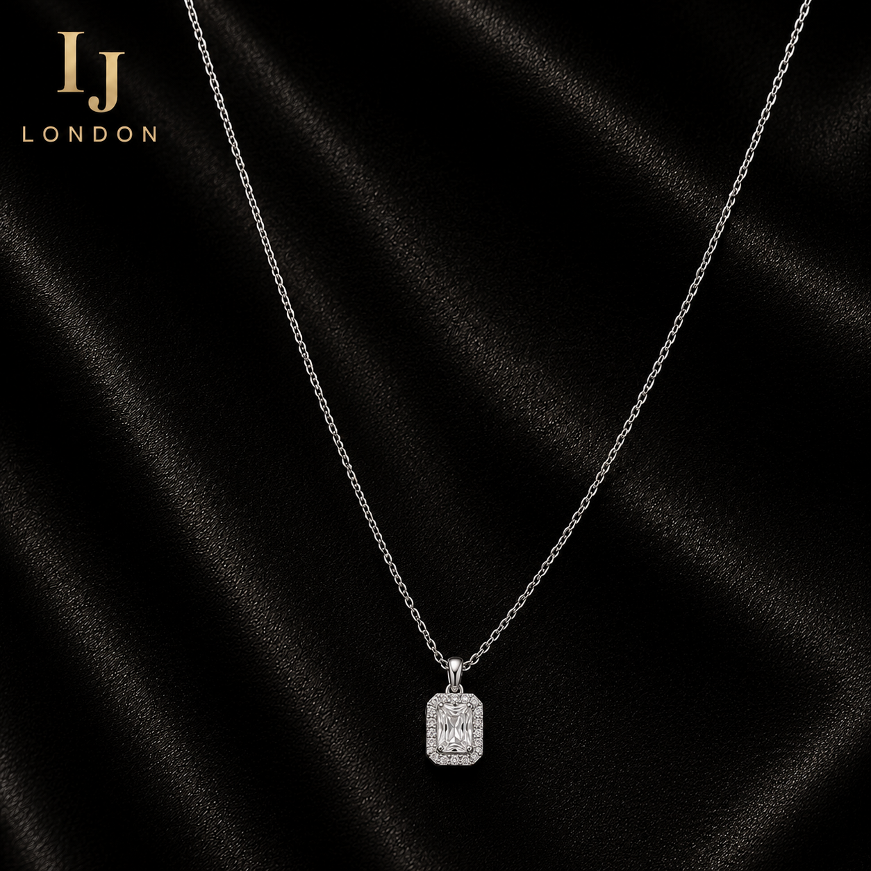 925 Sterling Silver Necklace with 1ct 5A Cubic Zirconia | Rhodium Plated Pendant