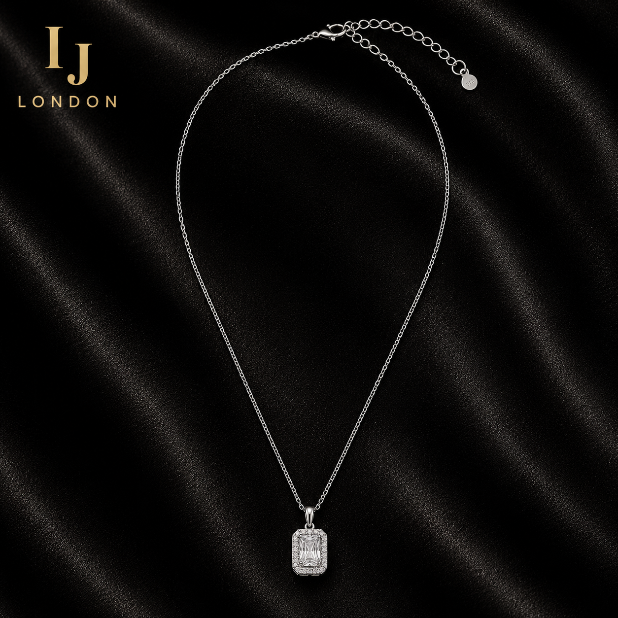 925 Sterling Silver Necklace with 1ct 5A Cubic Zirconia | Rhodium Plated Pendant