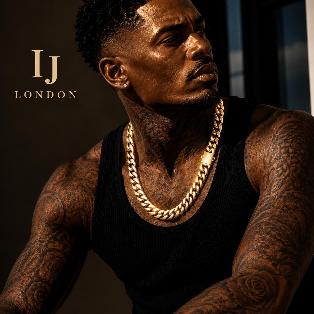 IJ London 14mm Premium Gold Cuban Chain Necklace