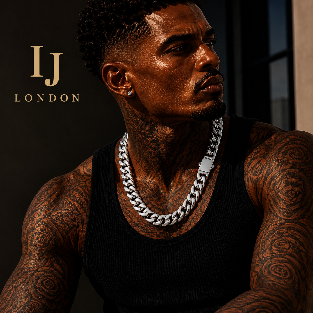 IJ London 14mm Premium Polished Stainless Steel Cuban Chain Necklace