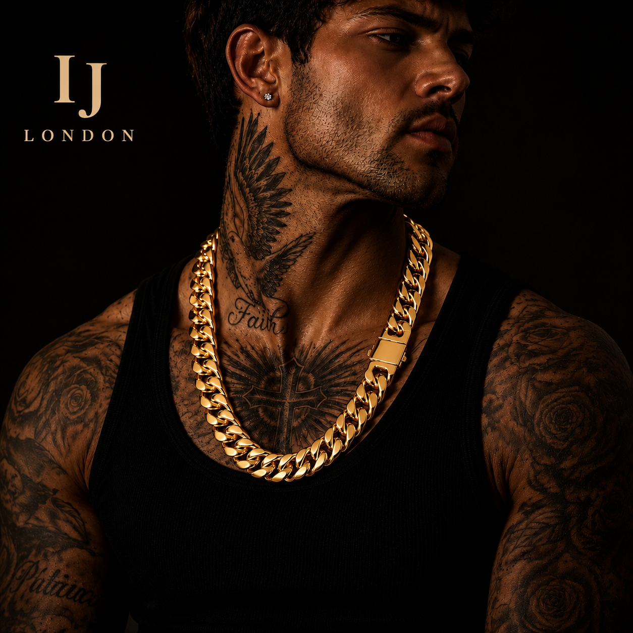IJ London 18mm Gold Cuban Chain – Premium Stainless Steel