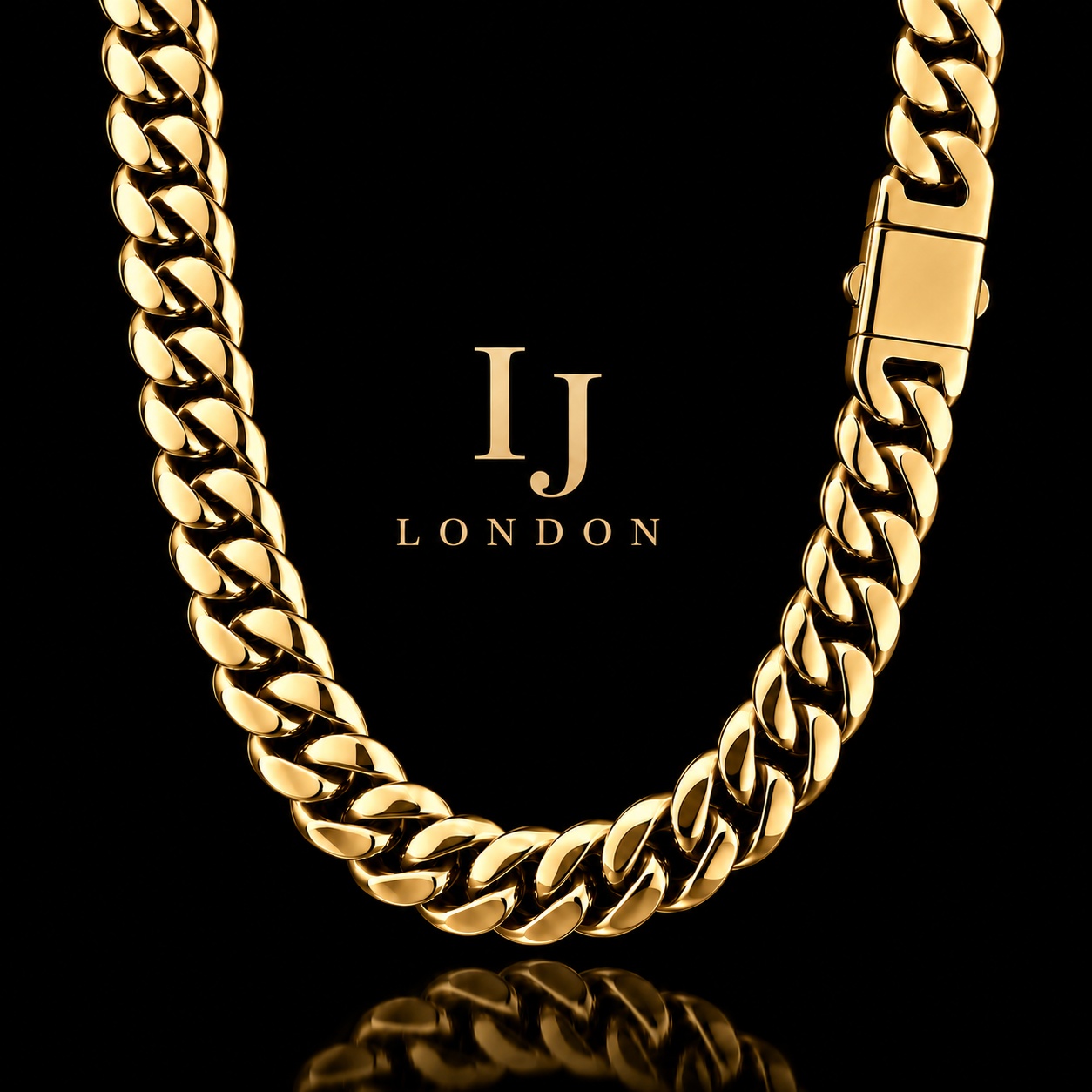 IJ London 18mm Gold Cuban Chain – Premium Stainless Steel