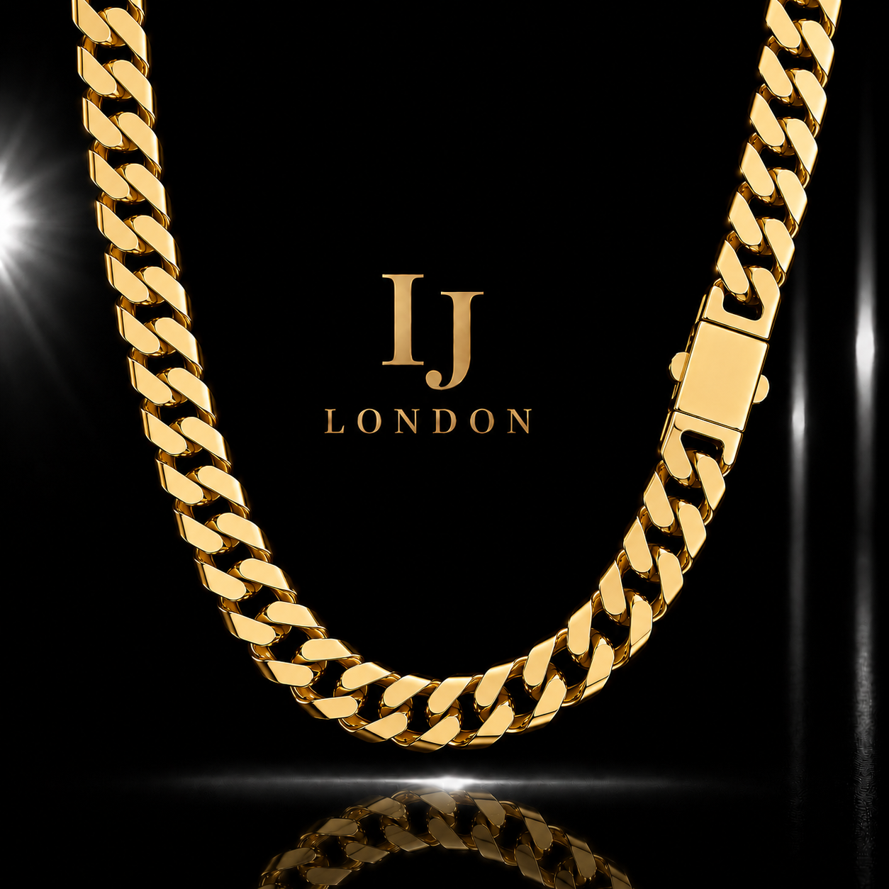 15MM Gold Cuban Link Chain square Grind