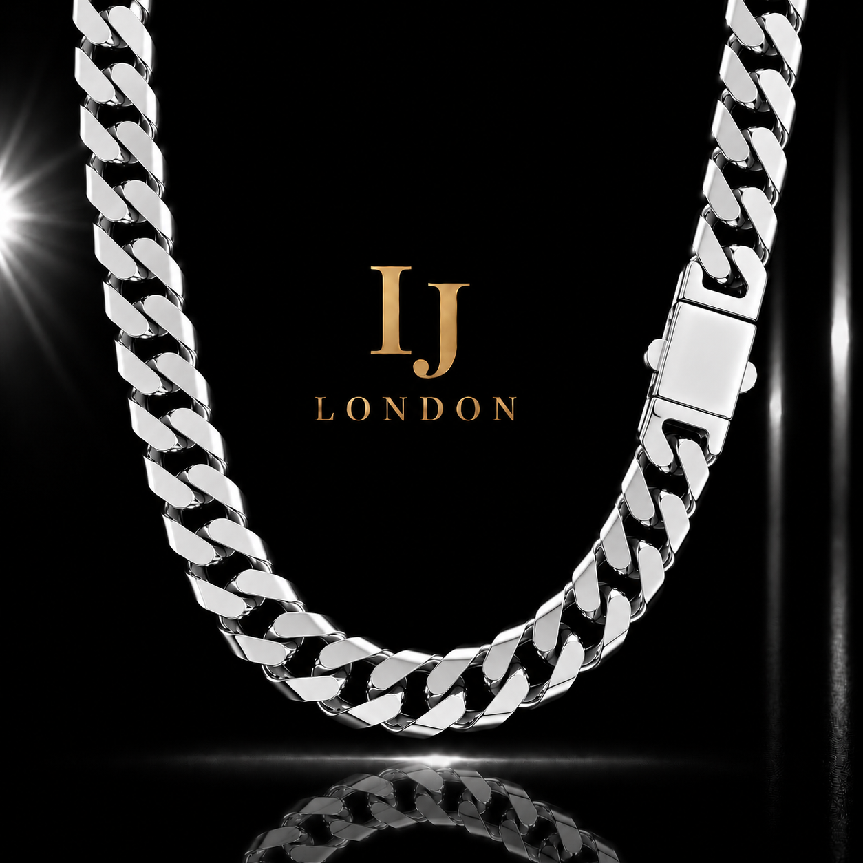 IJ London 15MM Cuban Link Chain – Premium Polished Stainless Steel