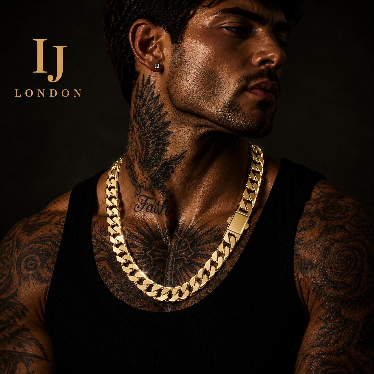 15MM Gold Cuban Link Chain square Grind