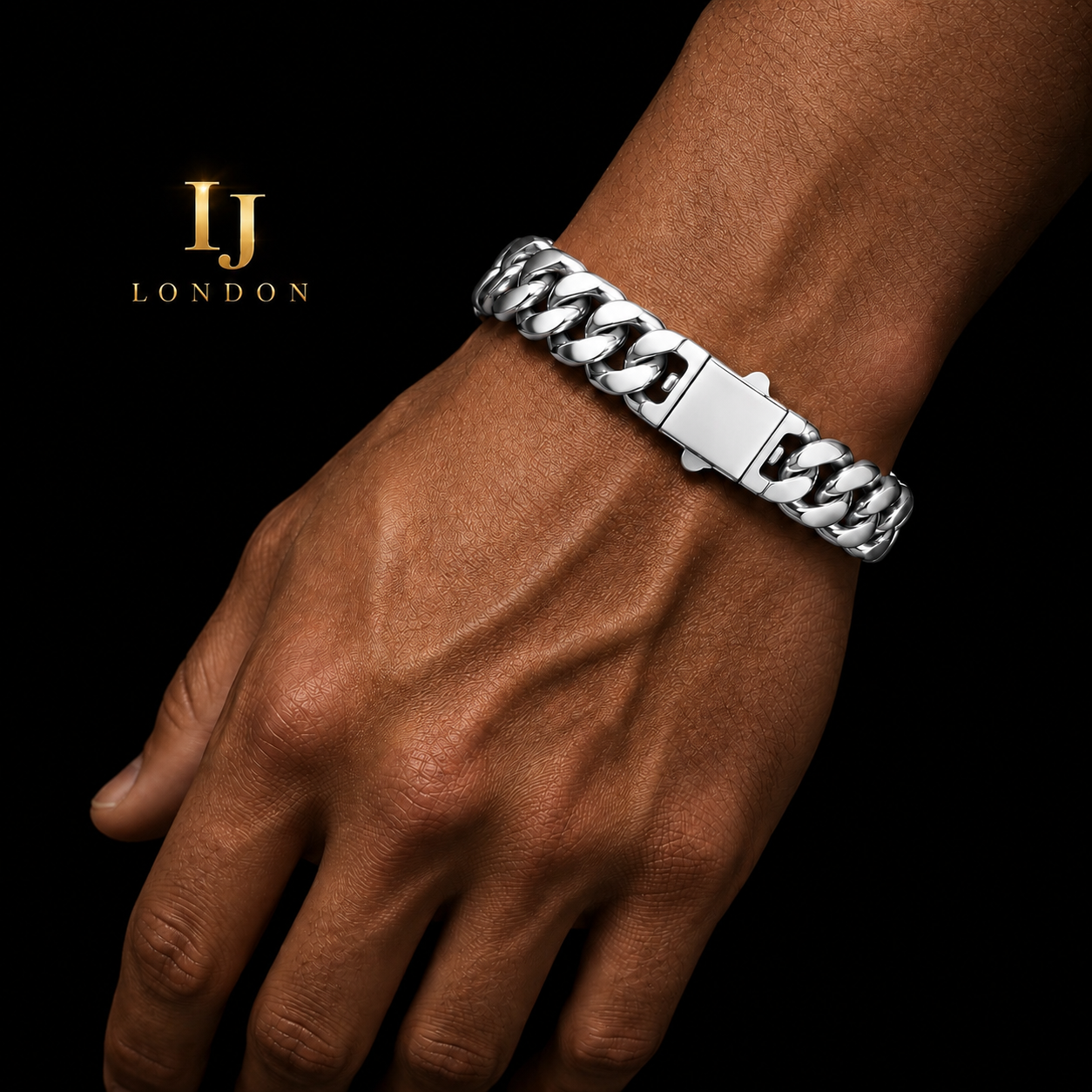 15mm Polished Stainless Steel Square Grid Bracelet