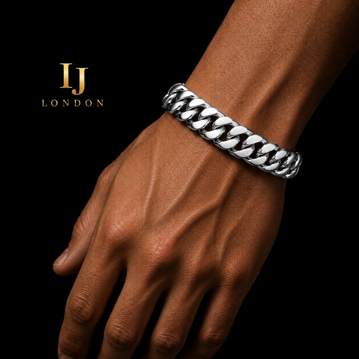 15mm Polished Stainless Steel Square Grid Bracelet