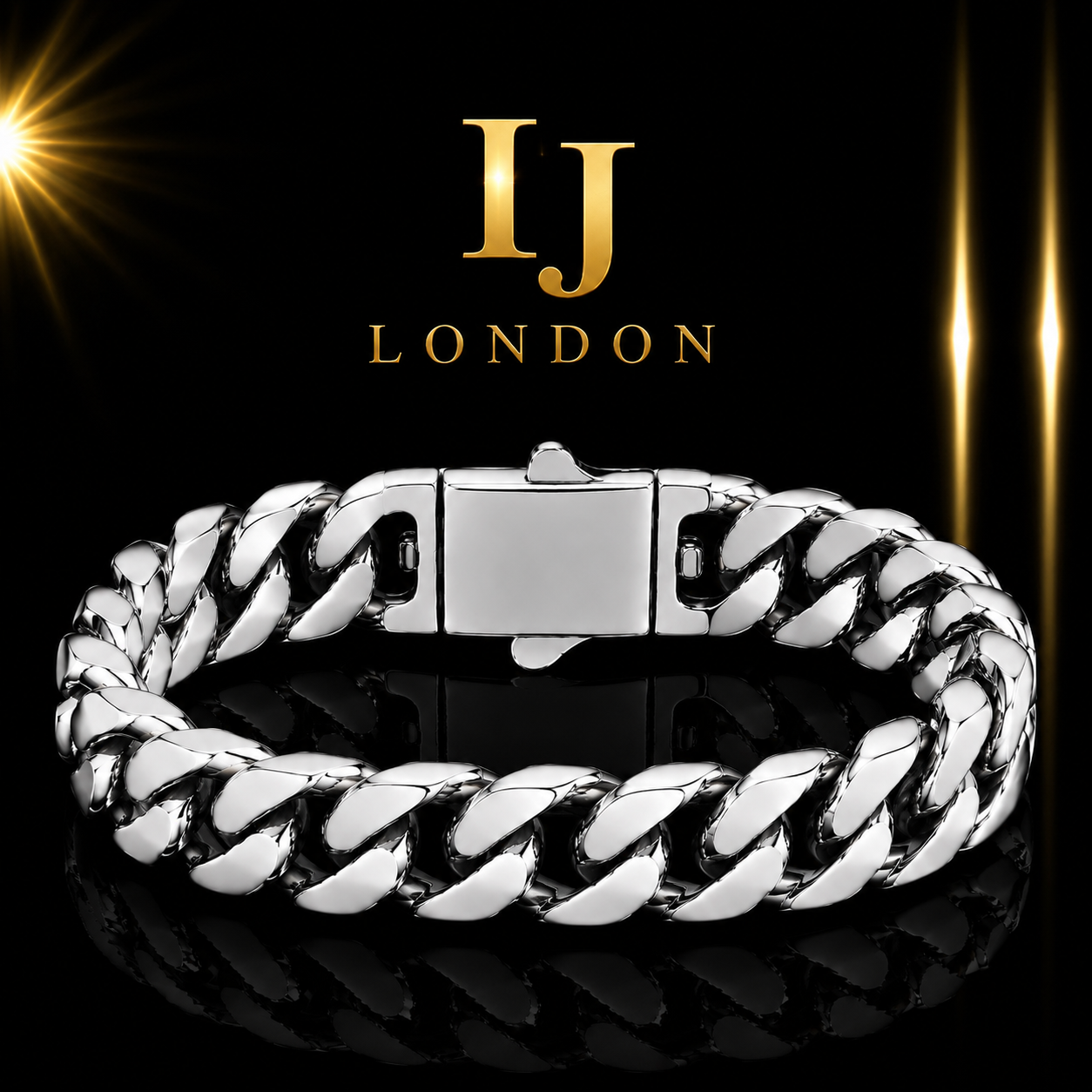 15mm Polished Stainless Steel Square Grid Bracelet