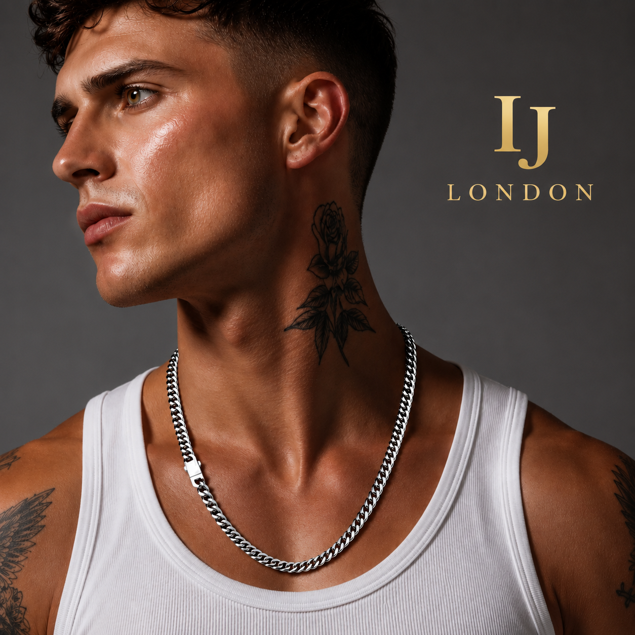 IJ London 6mm Silver Cuban Link Chain Necklace – Premium Stainless Steel