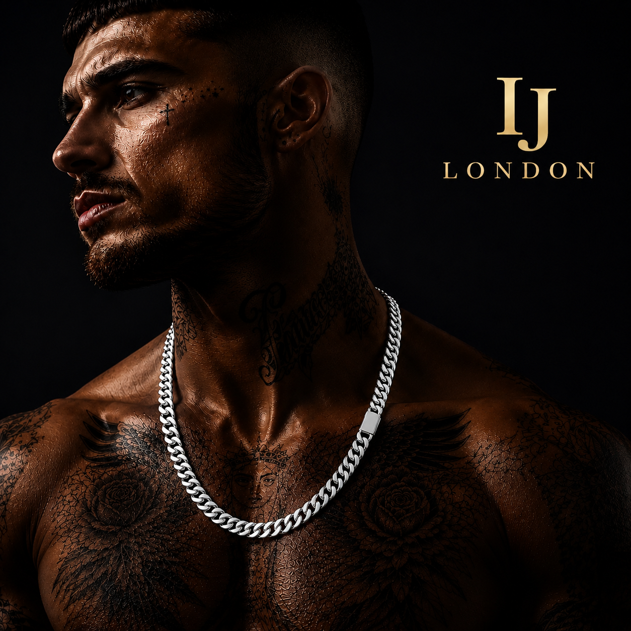 IJ LONDON 10mm Silver Cuban Chain – Premium Polished Stainless Steel Necklace