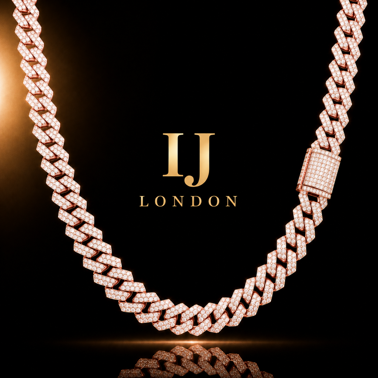 14mm Rose Gold Prong Set Chain Necklace
