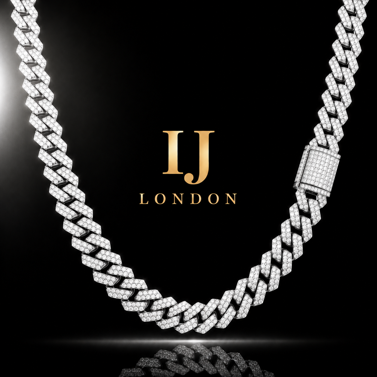 IJ London 14mm Cuban Link CZ Chain – 5A+ Two Row Prong Set