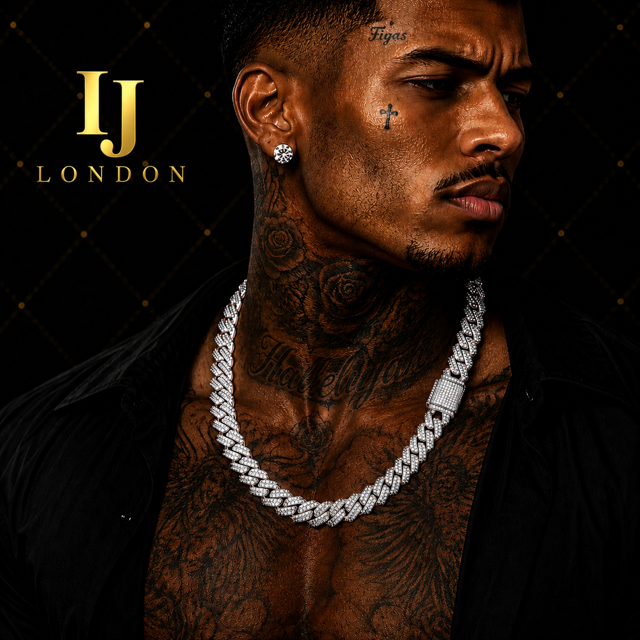 IJ London 14mm Cuban Link CZ Chain – 5A+ Two Row Prong Set