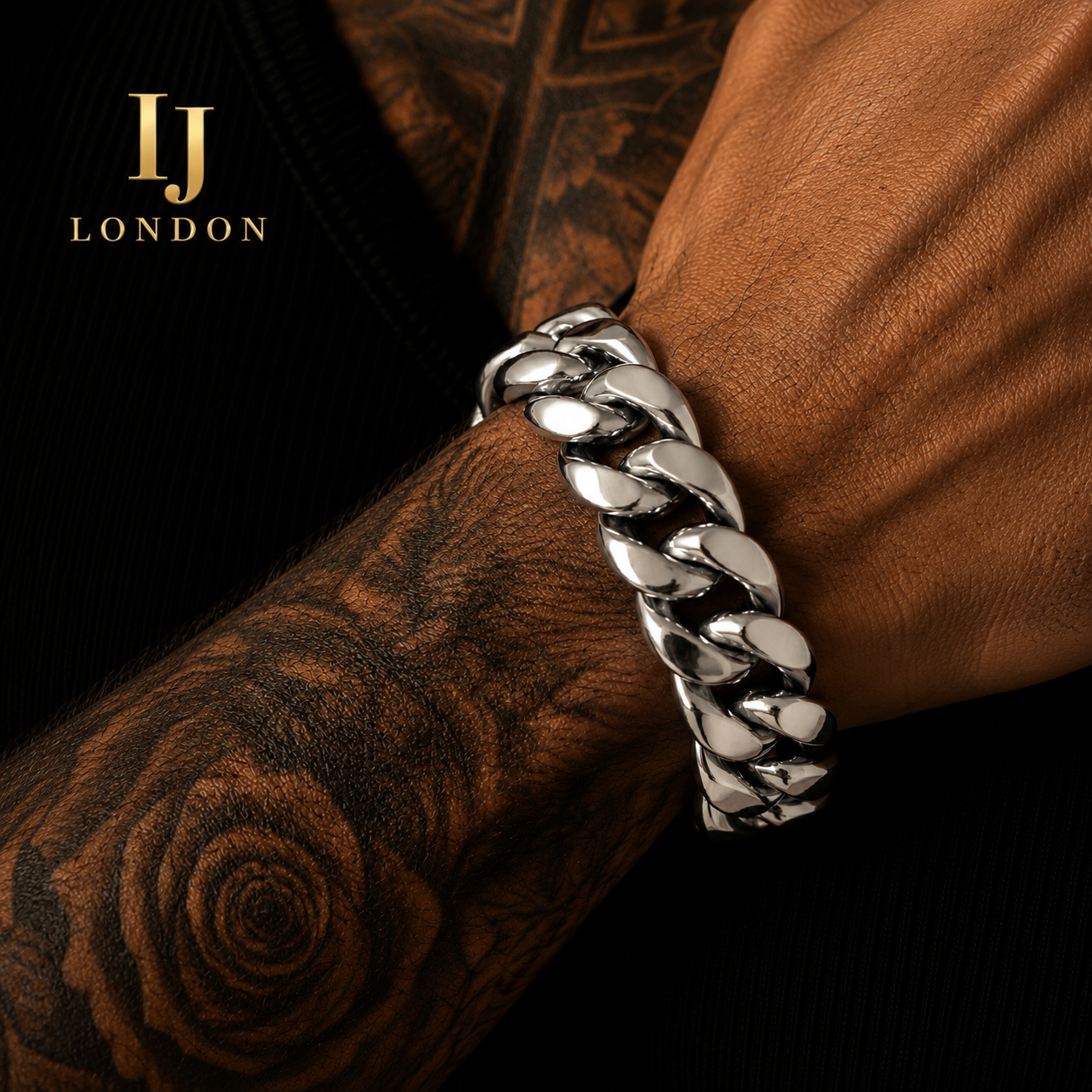 18mm Cuban Link Bracelet – Polished Stainless Steel | IJ London