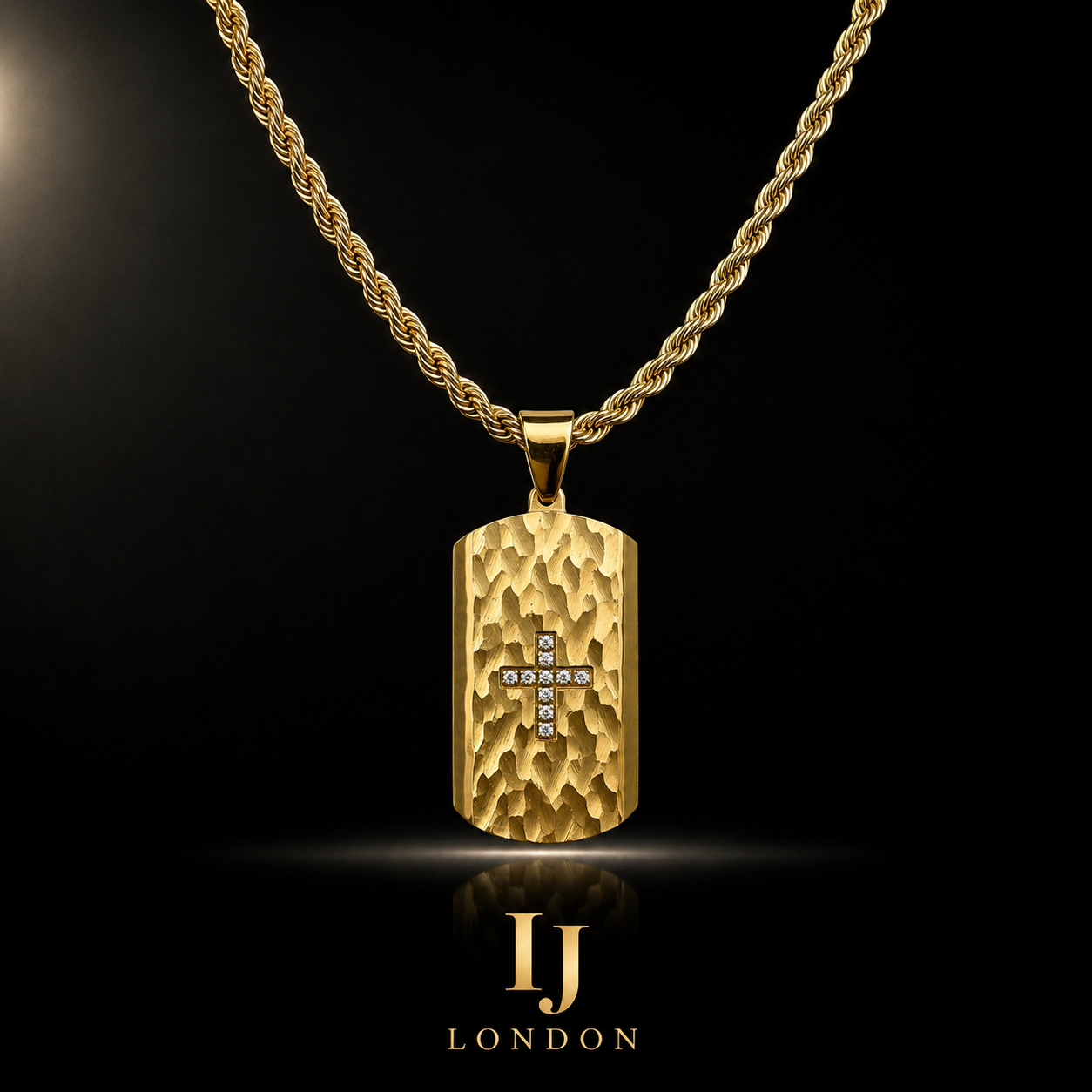 Hammered Cross Pendant Necklace