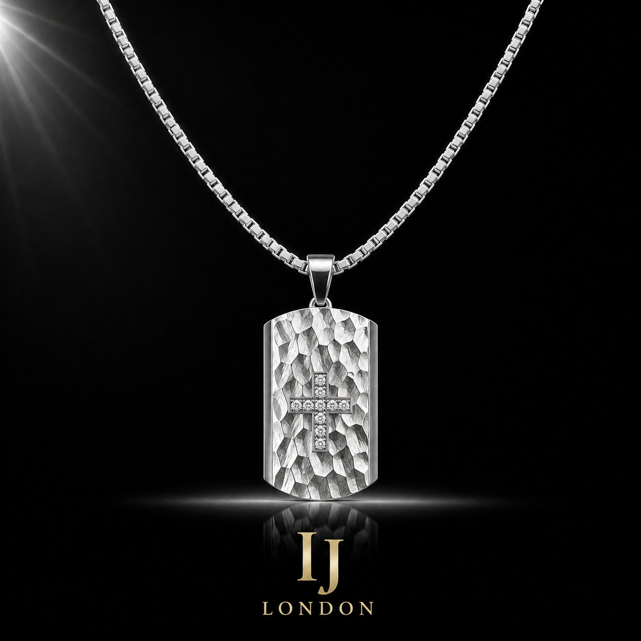 Hammered Cross Pendant Necklace