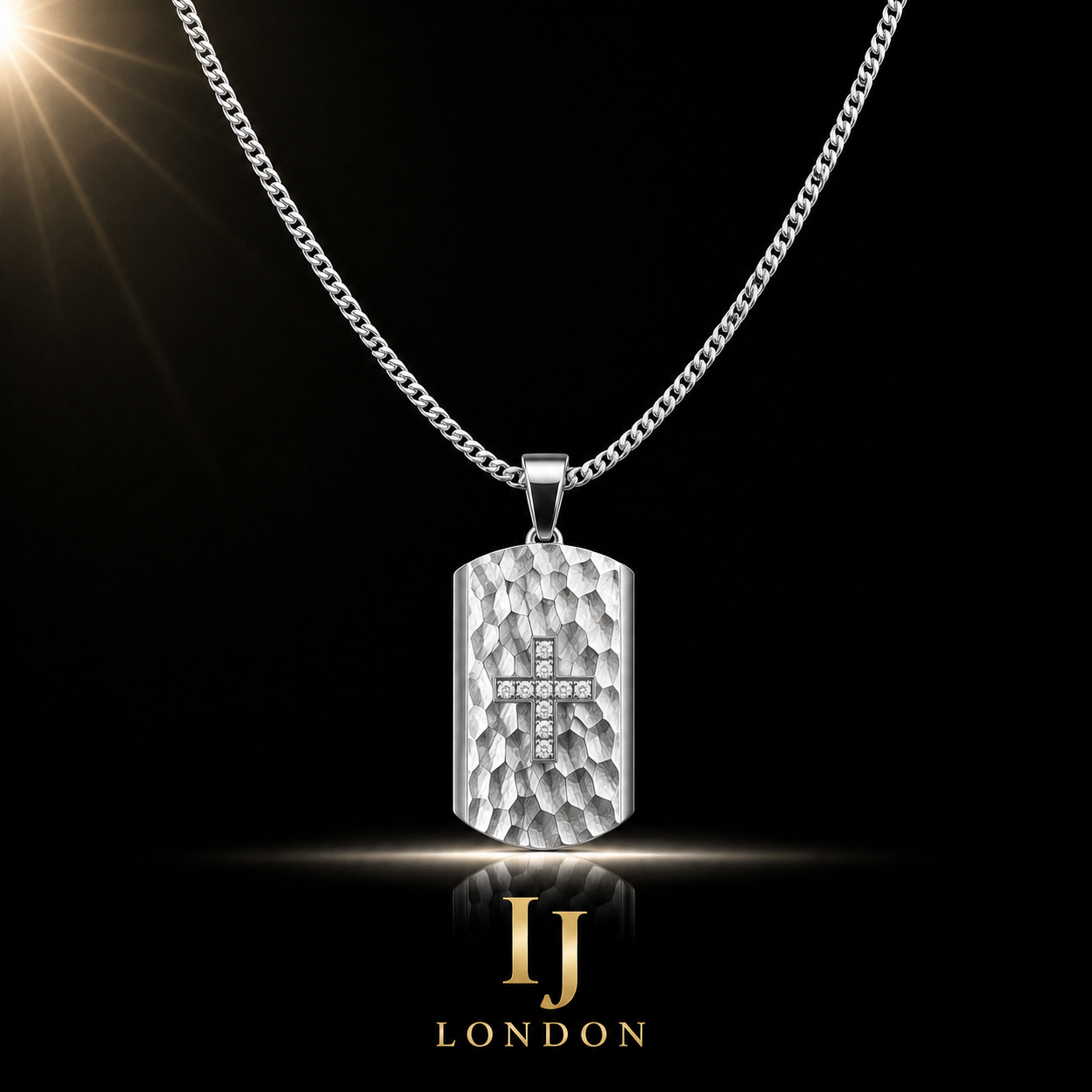 Hammered Cross Pendant Necklace