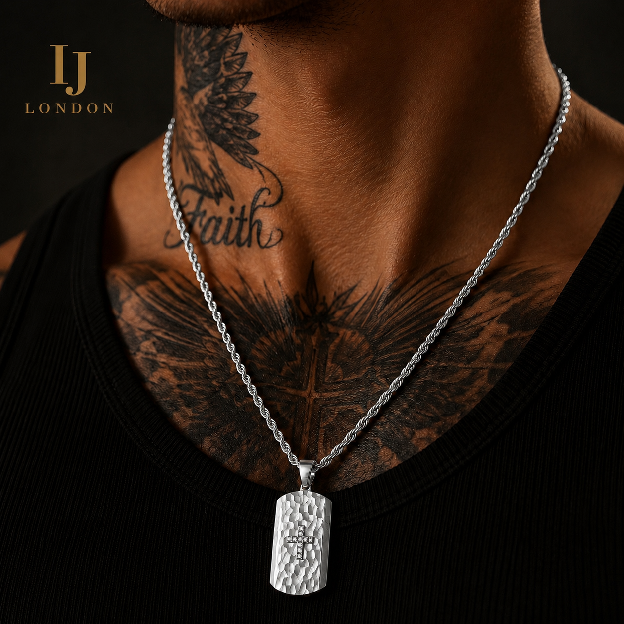 Hammered Cross Pendant Necklace